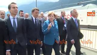 RENZI INAUGURA IL TUNNEL DEL SAN GOTTARDO CON MERKEL E HOLLANDE [upl. by Naharba]