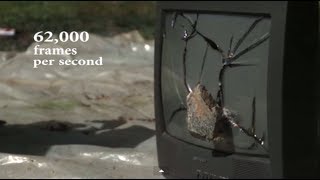 Crashing TV with a Rock in Super Slow Motion  Slow Mo Lab [upl. by Theadora762]