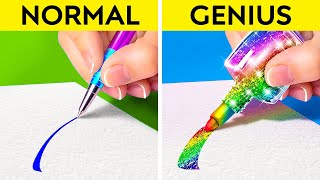 MINDBLOWING ART CHALLENGE School Tricks and Hilarious Ideas from 123GO GOLD [upl. by Nylacaj]