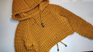 Crochet 71 How to crochet quotNovemberquot hooded sweater for children  Part 1 [upl. by Inaluahek]