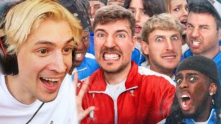 50 YouTubers Fight For 1000000  xQc Reacts to MrBeast [upl. by Anelleh]