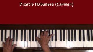 Bizet Carmen Habanera Piano Tutorial SLOW [upl. by Arahsit]