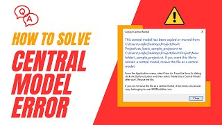 Solution Copied Central model error or WorkSharing Error in Revit [upl. by Dadinirt]