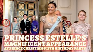 Princess Estelles magnificent appearance at Prince Christians 18th birthday party [upl. by Akinar830]