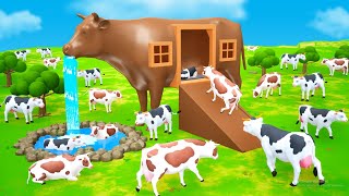 Giant Cow Mud House Farm  Cow Videos  Cows Farm 3D Animated Cartoon Videos  Funny Animals 2022 [upl. by Shue]