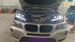 AKD headlihts facelift for BMW X3 F25 20102013 PreLCI Lighthouse Replacement New kevel Style [upl. by Zel]