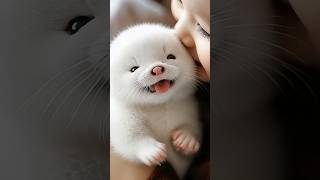 Heart Melting Moment💝🦦So AdorableCute Baby Otter Get a kiss ai aiairt babyshorts animallover [upl. by Burny]