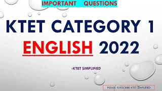 KTET CATEGORY 1 ENGLISH [upl. by Ailima139]