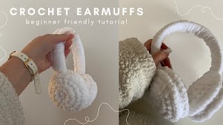 How to crochet round earmuffs tutorial   beginner friendly step by step tutorial [upl. by Oir612]