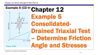 Chapter 12 Shear Strength of Soil  Example 5 ConsolidatedDrained Triaxial Test [upl. by Ahtimat]