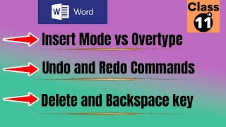 chapter 8  word processing  insert mode vs overtype mode  Undo and Redo commands [upl. by Aivatnohs]