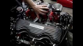 348 Chevy running TriPower carbs [upl. by Eimaral]