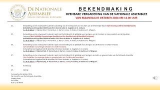 07 OKTOBER 2024  OPENBARE VERGADERING VAN DE NATIONALE ASSEMBLEE [upl. by Bill]