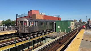 One R142 2 train amp five R62 3 trains at Sutter Avenue–Rutland Road in Brooklyn [upl. by Ashlie]