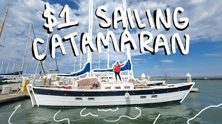 How I Bought a Sailing Catamaran for 1  SHE SAILS SOLO  Wooden Boat Restoration [upl. by Hamlet]