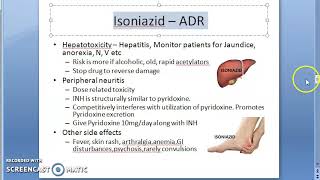 Pharmacology 765 b Isoniazid isonicotinic acid hydrazide INH H HRZE TB Tuberculosis AntiTubercular [upl. by Jadda]