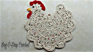 Easy Crochet a Chicken Potholder Decor Only  Bag o day Crochet Tutorial [upl. by Llig227]