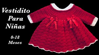 Como tejer Vestido para niñas en gancho o a crochet fácil y rápido 912 meses Crochet for Baby 160 [upl. by Neeliak]