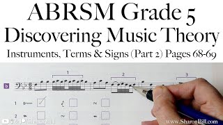 ABRSM Discovering Music Theory Grade 5 Terms Signs amp Instruments Pages 68  69 with Sharon Bill [upl. by Blus]