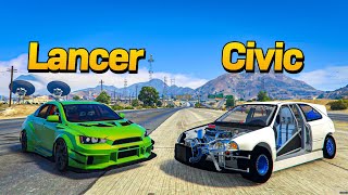 Usamos La Honda Civic Para Retar Un Lancer Evo X Gta Rp [upl. by Yadseut81]