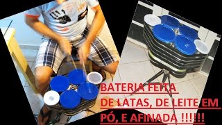 COMO FAZER BATERIA DE LATA E AFINADA [upl. by Ahsiadal]