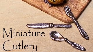 Polymer Clay Tutorial Miniature CutlerySilverware [upl. by Aihgn]