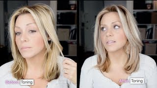 How to Tone Brassy hair into cool toned blonde in 15 minutes at home [upl. by Masterson]