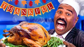 Family Feud THANKSGIVING edition cooks Steve Harvey [upl. by Aizat]