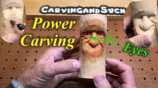 How to Power carve Eyes and Nose Wood Carving with DremelKutzall [upl. by Anilrac]