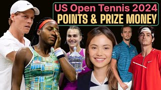 US Open Tennis 2024 Prize Money amp Ranking Points of 16 MensWomens Singles Quarter Finalists [upl. by Kirshbaum]