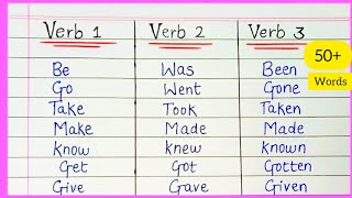 Verb forms V1V2V3 ll 50 Verb list in English grammar ll Persent past past participle [upl. by Yedarb]