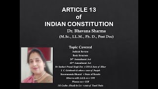 Lecture 4 Part II  Article 13 Judicial Review of Indian Constitution [upl. by Vladimir]