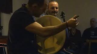 Ciarán Boyle bodhran and Patrick Walker fiddle at Crookes Folk Club [upl. by Dow]