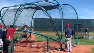 Bobby Dalbec Boston Red Sox powerhitting prospect takes BP at spring training 2019 [upl. by Adiuqal]