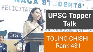 UPSC Topper Tolino Chishi Rank 431 2024 Speech [upl. by Tiffani]