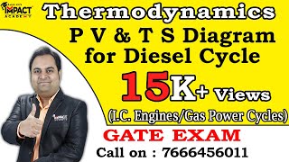 P V amp T S Diagram for Diesel Cycle GATE  IC EnginesGas Power Cycles  Thermodynamics [upl. by Lud]