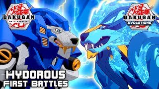 First HYDOROUS Bakugan Battle in Every Season  Bakugan Evolutions Battle Planet amp Armored Alliance [upl. by Aihtekal]