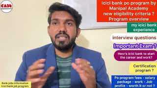 ICICI Bank Probationary Officers Programme by manipal academy  new eligibility criteria details [upl. by Leind]