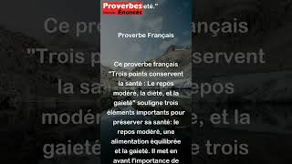 Proverbe Français  Trois points conservent la santé  Le repos modéré la diète et la gai shorts [upl. by Aiym]