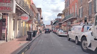 Driving Downtown  New Orleans Bourbon Street 4K  USA [upl. by Aronaele]