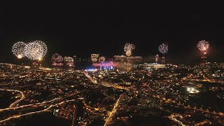 Madeira Funchal New Years Eve 2324 Drone View 4K UHD [upl. by Haididej]