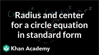 Radius and center for a circle equation in standard form  Algebra II  Khan Academy [upl. by Serg]