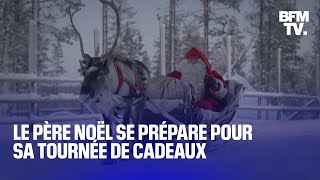 Le Père Noël s’affaire aux derniers préparatifs avant sa tournée annuelle de distribution de cadeaux [upl. by Efrem]