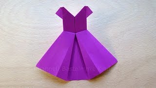 Origami Kleid falten mit Papier Einfache Origami Kleidung falten als Deko  Geschenk zum Muttertag [upl. by Tilford]