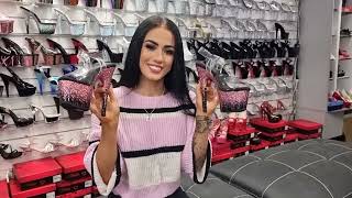 Rose Reviews Pleaser ADORE708SS Baby Pink Glitter Black 7 Inch High Heel Shoes With Unboxing [upl. by Lusa]