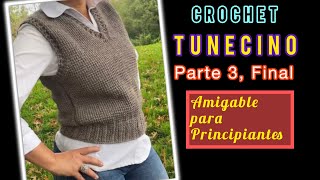 ✅Aprende a tejer un Chaleco en CROCHET TUNECINO [upl. by Akimit]