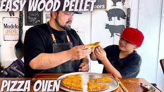 VEVOR wood pellet pizza oven  father and son make a cheese pizza [upl. by Landel]