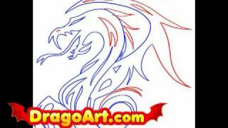 How to draw tribal dragon art step by step [upl. by Yror]