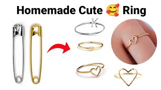 Safety Pin Ring IdeaHow to make RingHandmade RingDIY RingCouple Love RingsMakeRinghomemadering [upl. by Euqinitram]