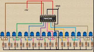 LEDs lights chaser using IC 74HC595 and 555 [upl. by Ellekcim258]